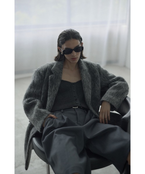 crie conforto コート チェスターコート シャギーパデッドショルダー