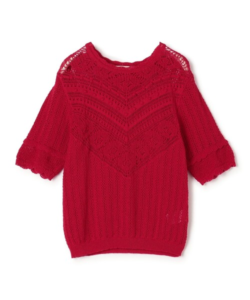 新品タグ付き　MACPEE マカフィー　赤色ニット MACPHEE（マカフィー） 半袖ニット S レッド レディース : ZOZOTOWN