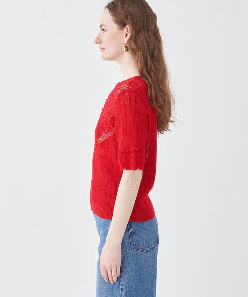 MACPHEE（マカフィー） 半袖ニット S レッド レディース : ZOZOTOWN