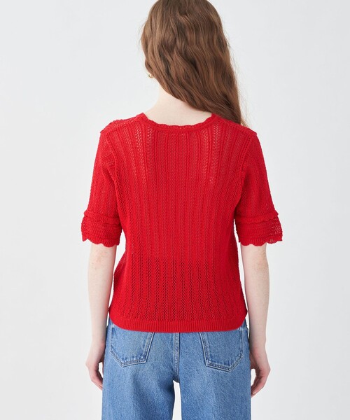 MACPHEE（マカフィー） 半袖ニット S レッド レディース : ZOZOTOWN