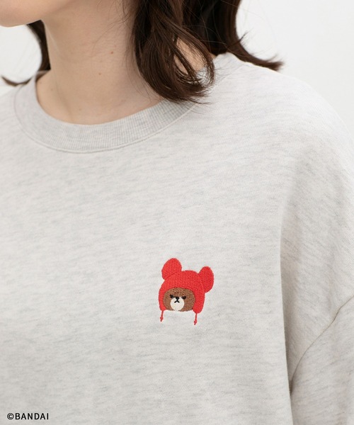 グニフニ さん くまちゃん コラージュ スウェット ZIP FIVE（ジップファイブ）の「裏毛くまちゃんワンポイント刺繍クルー