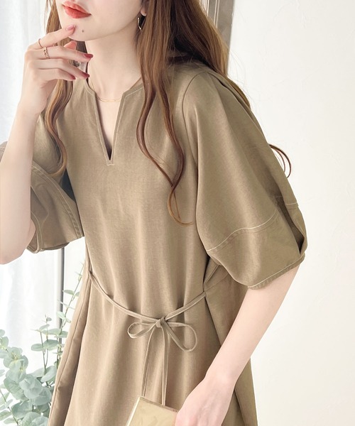 「classicalelf」 半袖ワンピース X-LARGE ベージュ レディース_画像10