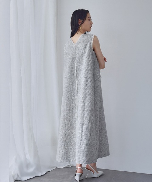 ELFRANK ワンピース 「2025AW」ツイード フリンジ ノースリーブ A