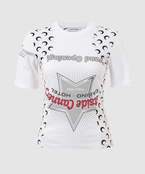 MARINE SERRE tシャツ REGENERATED GRAPHIC JERSEY BABY FIT T-SHIRT