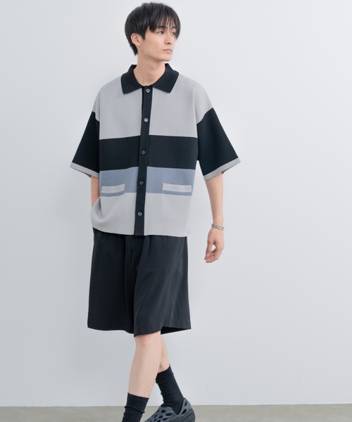 「SINSS」 半袖ニット LARGE ブルー メンズ_画像2