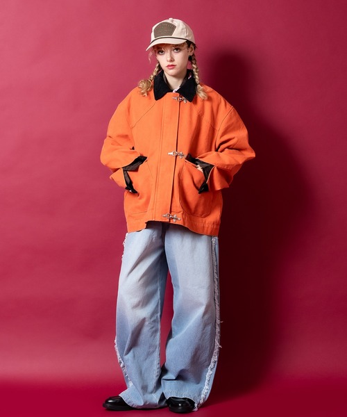 ブルゾン アウター a.p.o.v. ピグメントキャンバスコーデュロイ襟