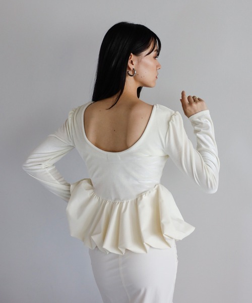 ベロアドッキングバルーントップス　新作　アイボリー ベロアドッキングバルーントップス｜PETAL ONLINE（ペタルオンライン）