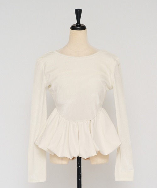 ENC tシャツ balloon velor docking back open padded pullover