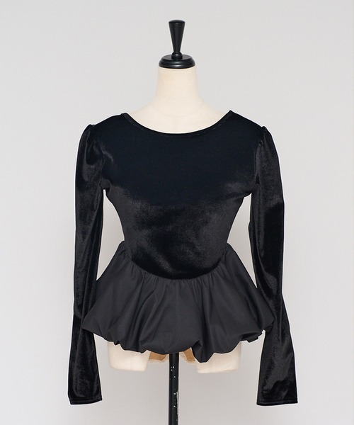 ENC tシャツ balloon velor docking back open padded pullover