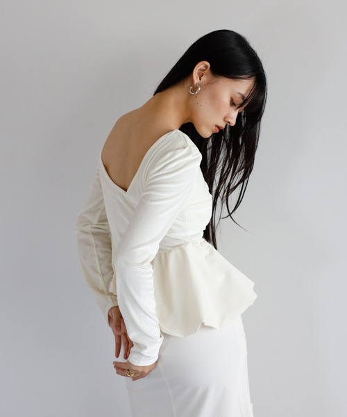 ENC tシャツ balloon velor docking back open padded pullover