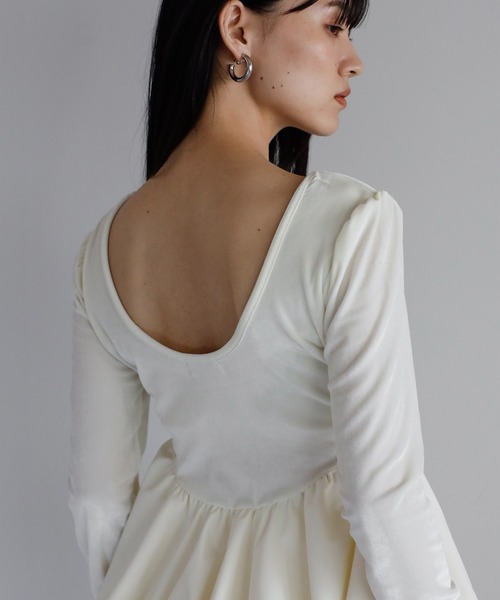 ENC tシャツ balloon velor docking back open padded pullover