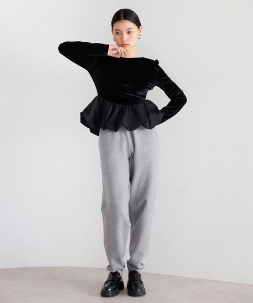 ENC tシャツ balloon velor docking back open padded pullover