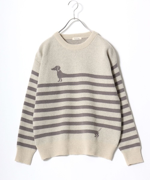 ニット セーター ダックスフンドボーダージャガードニット レディース