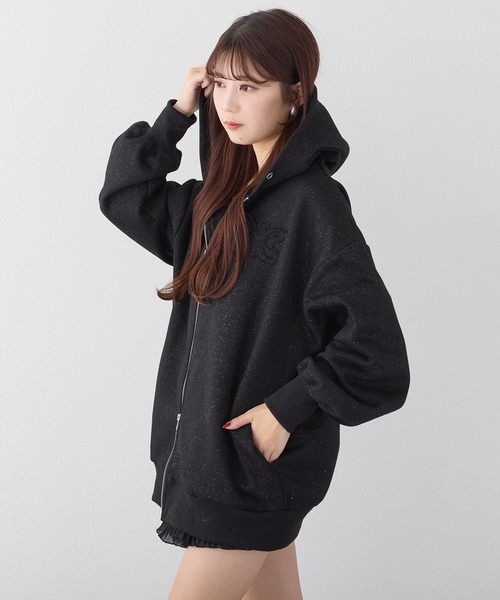 one after another NICE CLAUP パーカー オーバーサイズラメパーカー