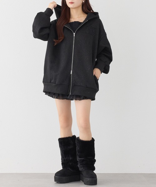 one after another NICE CLAUP パーカー オーバーサイズラメパーカー