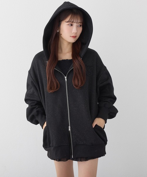 one after another NICE CLAUP パーカー オーバーサイズラメパーカー