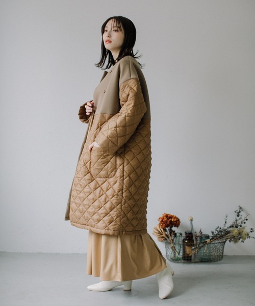 「Audrey and John Wad」 中綿コート F ネイビー レディース_画像3