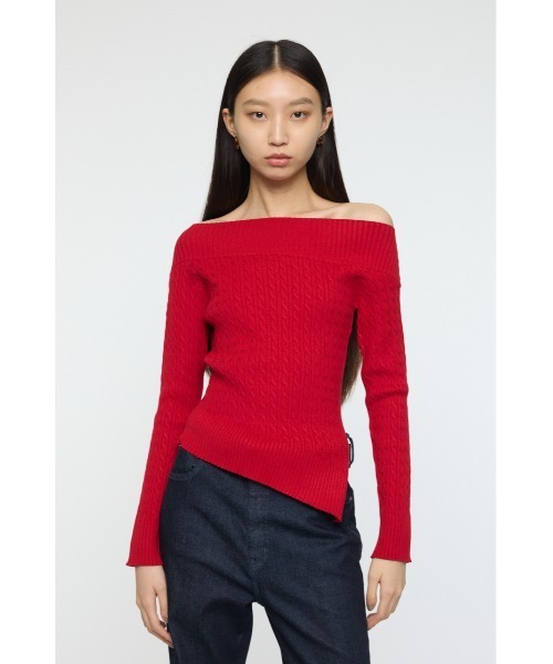 MOUSSY ASYMMETRY SHOULDER CABLE ニット MOUSSY（マウジー） ニット セーター ASYMMETRY SHOULDER CABLE ニット