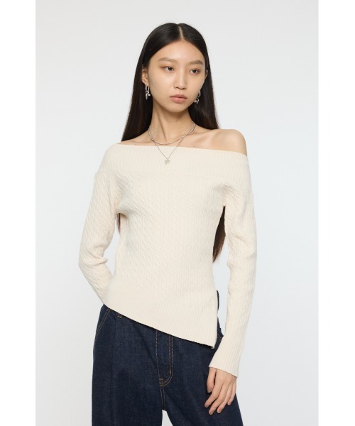 MOUSSY ASYMMETRY SHOULDER CABLE ニット MOUSSY（マウジー） ニット セーター ASYMMETRY SHOULDER CABLE ニット