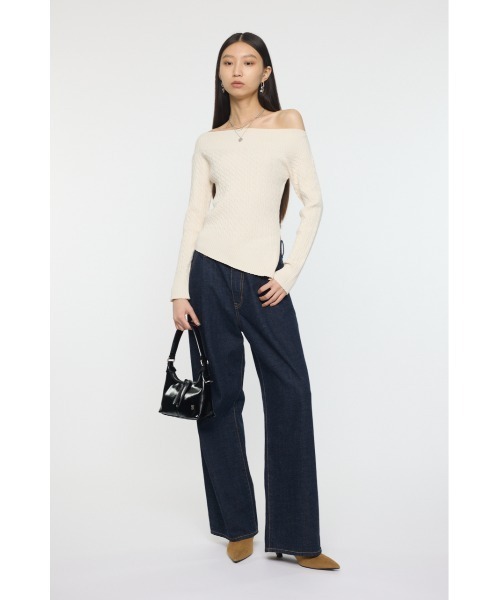 MOUSSY ASYMMETRY SHOULDER CABLE ニット MOUSSY（マウジー） ニット セーター ASYMMETRY SHOULDER CABLE ニット