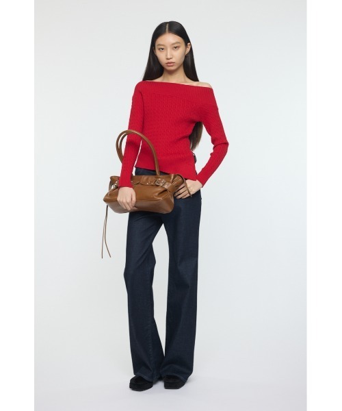 MOUSSY（マウジー） ニット セーター ASYMMETRY SHOULDER CABLE ニット