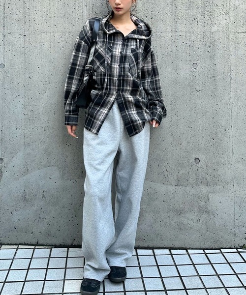 3.3 FIELD TRIP ブラウス シャツ 3.3 Field Trip／フーディ―付チェック