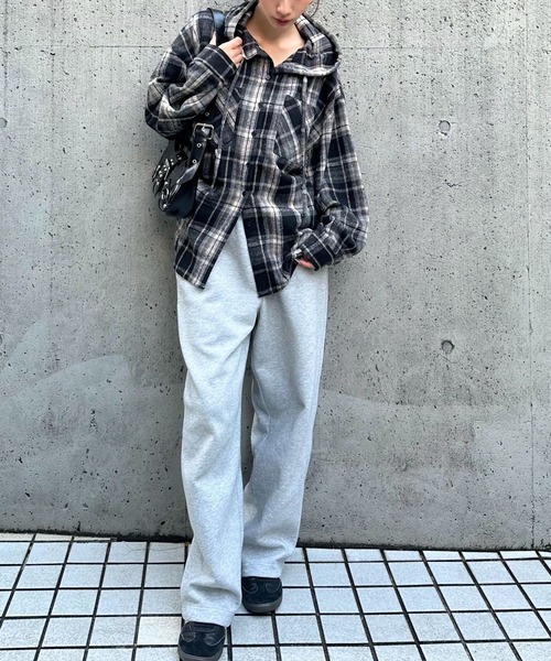 3.3 FIELD TRIP ブラウス シャツ 3.3 Field Trip／フーディ―付チェック