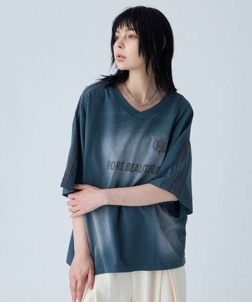 「VELNUS」 7分袖Tシャツ M ダークブルー メンズ_画像3