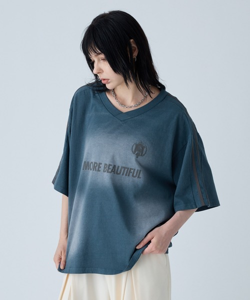 「VELNUS」 7分袖Tシャツ M ダークブルー メンズ_画像4