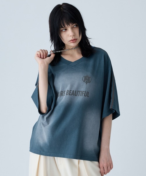 「VELNUS」 7分袖Tシャツ M ダークブルー メンズ_画像8