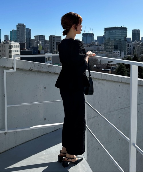 「feepur」 半袖ワンピース MEDIUM ブラック レディース_画像3