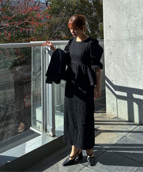 「feepur」 半袖ワンピース MEDIUM ブラック レディース_画像4