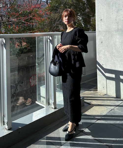 「feepur」 半袖ワンピース MEDIUM ブラック レディース_画像5