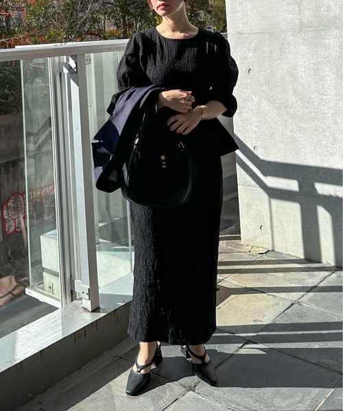 「feepur」 半袖ワンピース MEDIUM ブラック レディース_画像6