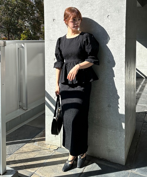 「feepur」 半袖ワンピース MEDIUM ブラック レディース_画像7