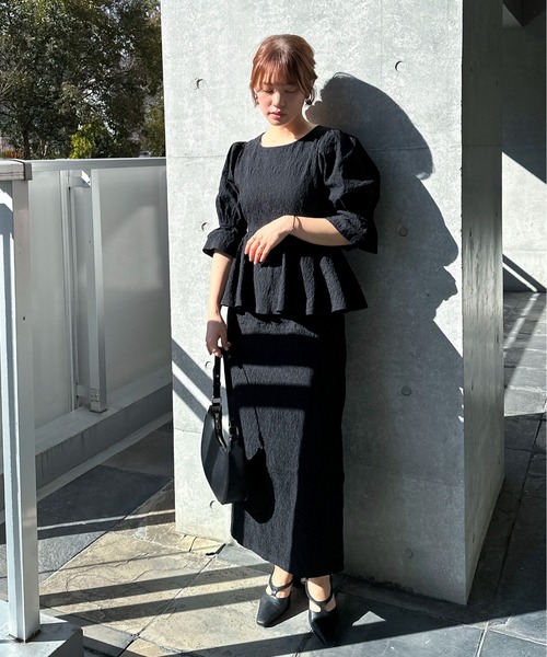 「feepur」 半袖ワンピース MEDIUM ブラック レディース_画像8