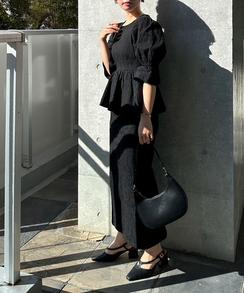 「feepur」 半袖ワンピース MEDIUM ブラック レディース_画像9