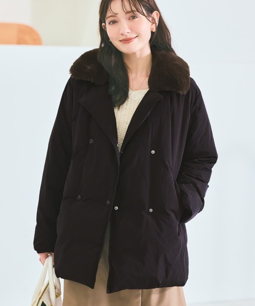 【COHINA 】KAWADA FEATHER／撥水4ポケットダウン（ブラック） KAWADA FEATHER】 4ポケットダウン | 小柄・低身長女性向け