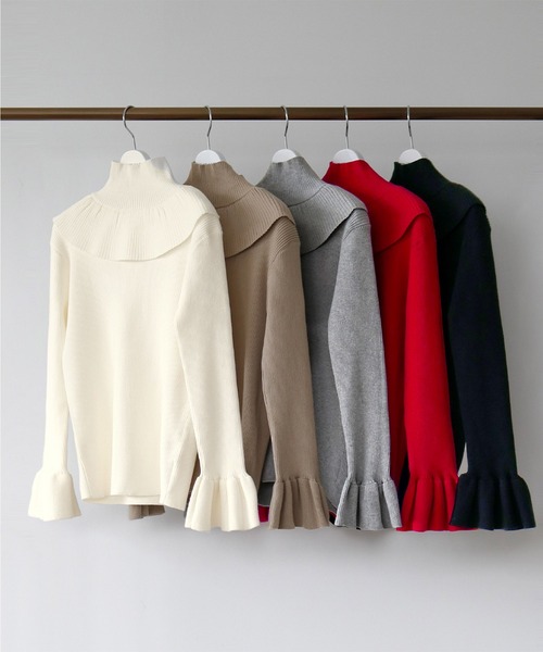 「ELFRANK」 長袖ニット FREE オフホワイト レディース_画像5