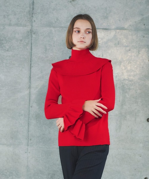 「ELFRANK」 長袖ニット FREE オフホワイト レディース_画像9