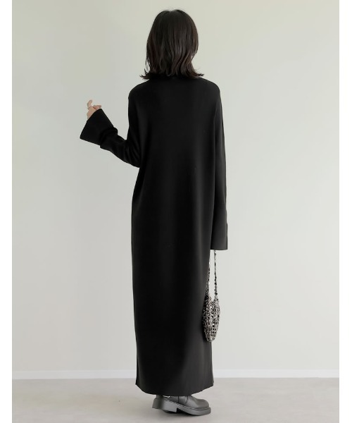 「Re:EDIT」 ニットワンピース MEDIUM チャコールグレー レディース_画像4