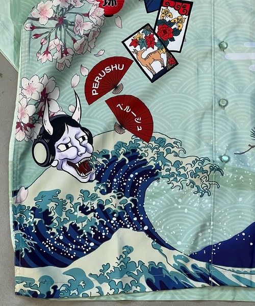 「Perushu」 半袖シャツ MEDIUM ブラック メンズ_画像3