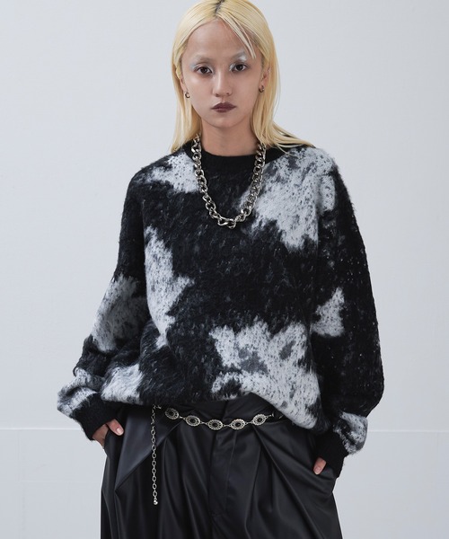 「Ellno Loset」 長袖ニット MEDIUM パープル メンズ_画像5