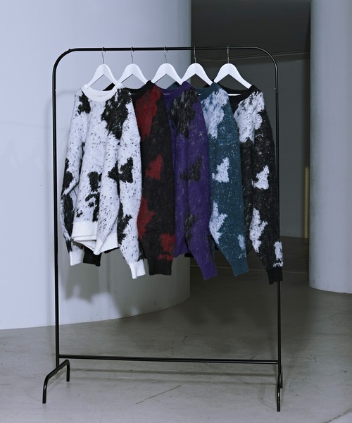 「Ellno Loset」 長袖ニット MEDIUM パープル メンズ_画像6