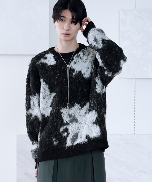 「Ellno Loset」 長袖ニット MEDIUM パープル メンズ_画像7