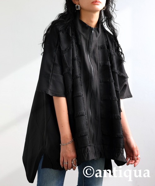 「antiqua」 半袖ブラウス ONESIZE ブラック レディース_画像3