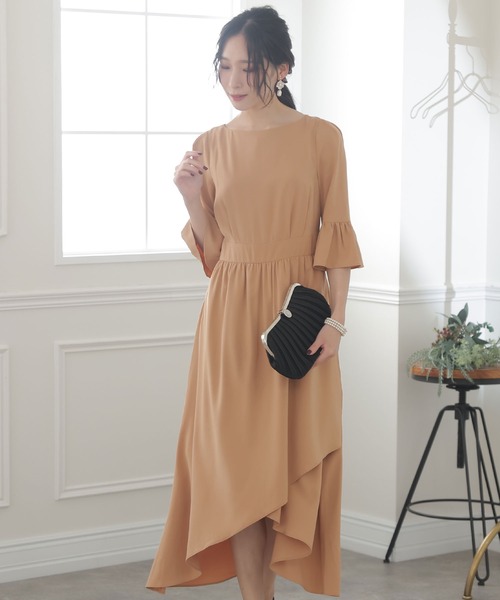 「PourVous」 7分袖ワンピース M ネイビー レディース_画像9