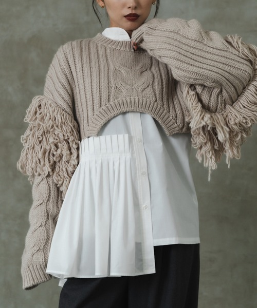 「LEANN MOMENT」 長袖ニット フリー ベージュ レディース_画像3