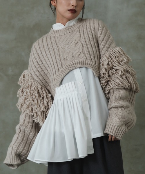 「LEANN MOMENT」 長袖ニット フリー ベージュ レディース_画像5