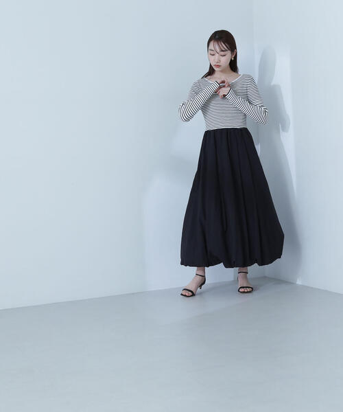 「NATURAL BEAUTY BASIC」 ドッキングワンピース MEDIUM ブラック系その他 レディースの画像